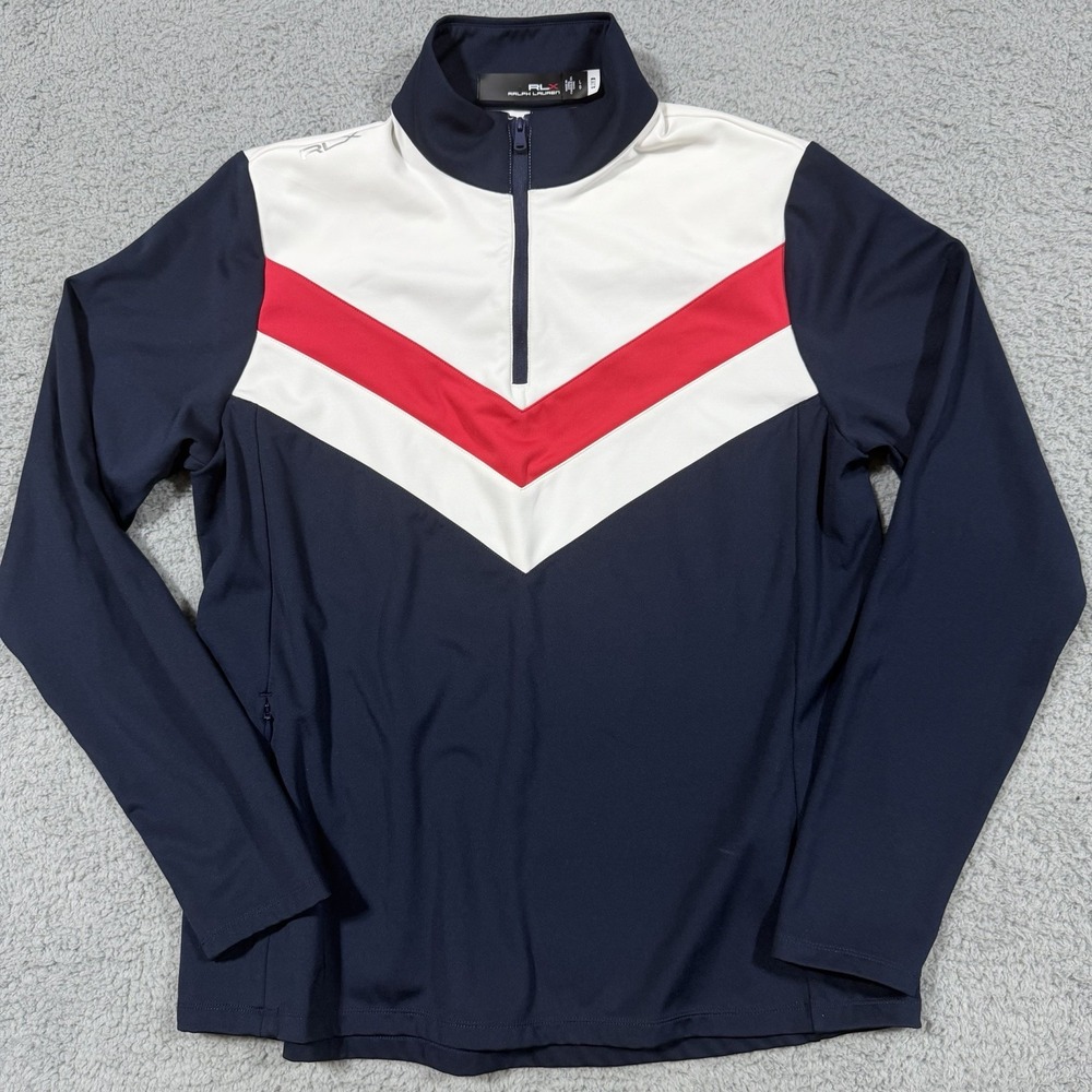 WOMEN'S RALPH LAUREN RLX GOLF 1/4 ZIP Pullover Jacket Large Red White Blue